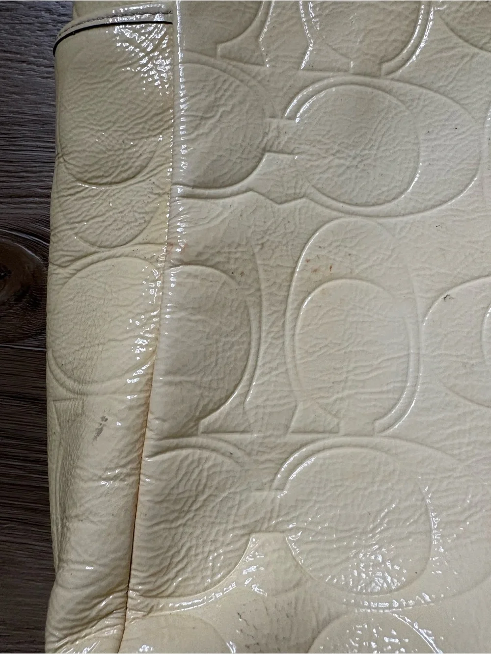 Coach Pale Yellow Patent Leather Signature Tote